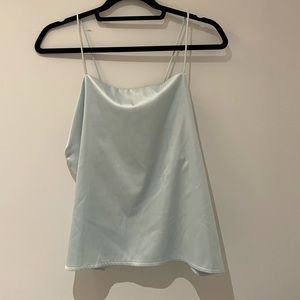 NWT Zara Baby Blue Silk Spaghetti Strap Top